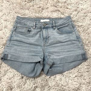 light wash denim shorts high waisted
